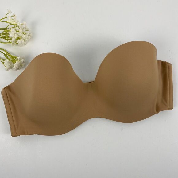 Ambrielle Women Bra 38C Beige‎ Tan Nude Strapless Smooth Underwire - Picture 1 of 8